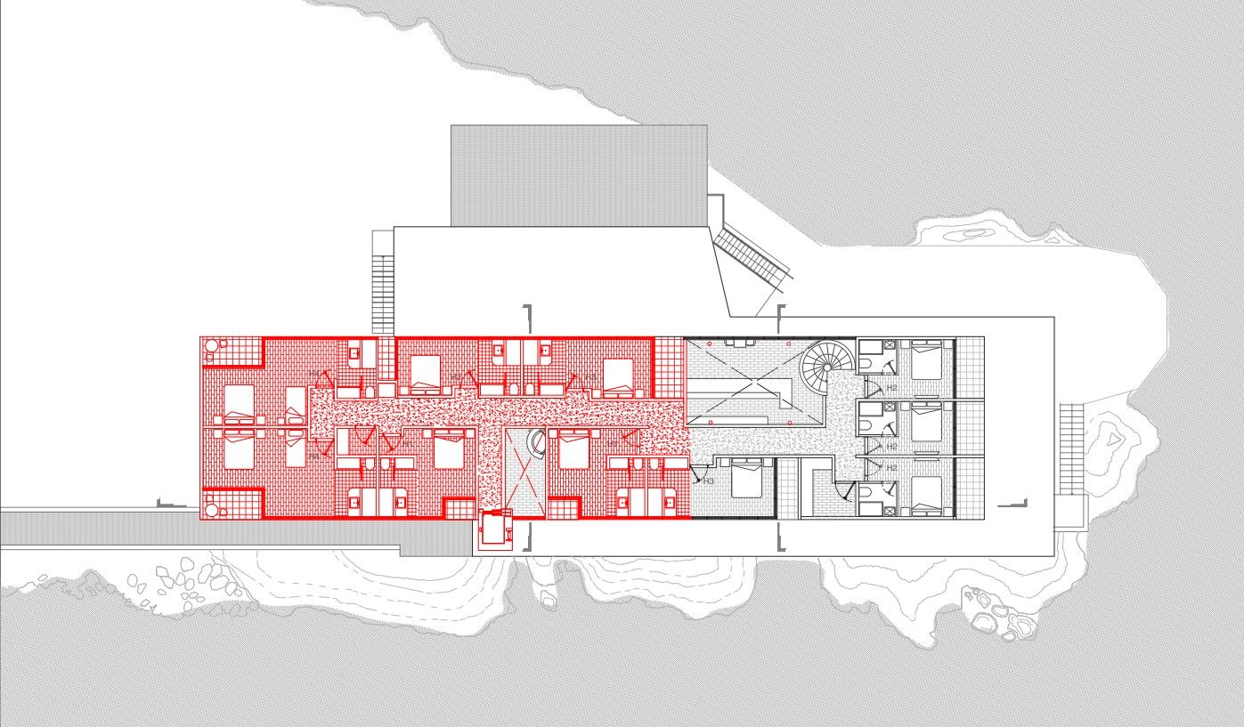Planta de emplazamiento — Hotel en las Rocas, Punta de Tralca